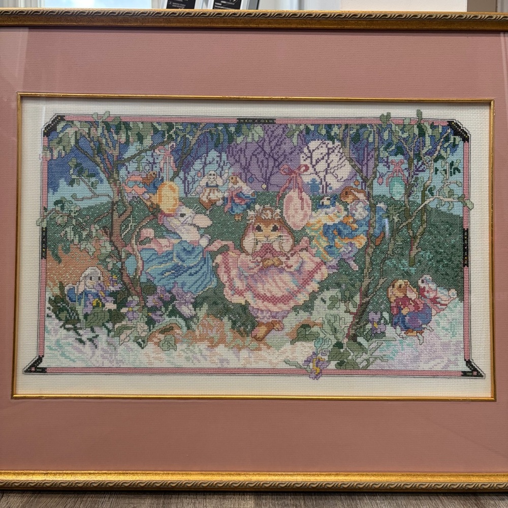 Whimsical Bunny Pastel Cross Stitch
